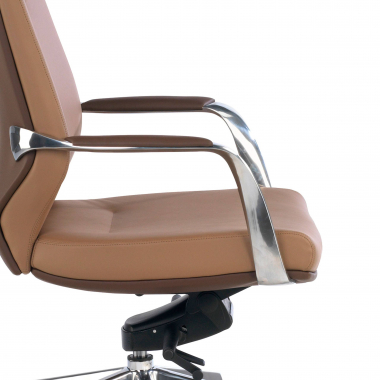 chefsessel braun niedriger rucken bicolor kunstleder gepolsterte armlehnen 5