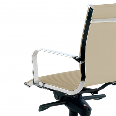 chefsessel beige verchromte struktur kunstleder kunstleder feste armlehnen 5