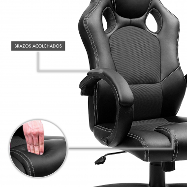 gaming stuhl schwarz racer kunstleder feste armlehnen 7