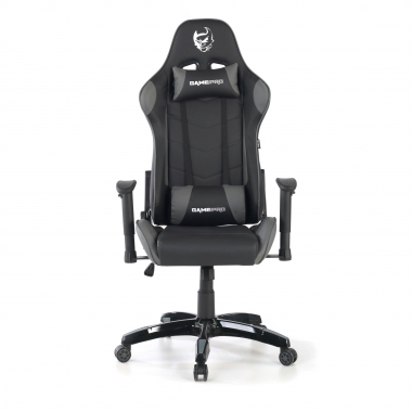 gaming stuhl grau game pro kunstleder bewegliche armlehnen lumbal und nackenkissen kopfstutze 4