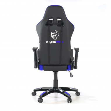 gaming stuhl blau game pro kunstleder bewegliche armlehnen lumbal und nackenkissen kopfstutze 5