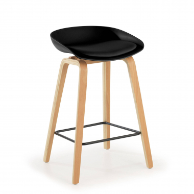 barhocker schwarz hocker holzbeine kunstleder ohne armlehnen 1