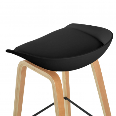 barhocker schwarz hocker holzbeine kunstleder ohne armlehnen 4