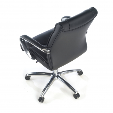 chefsessel schwarz niedriger rucken naturleder naturleder gepolsterte armlehnen 9