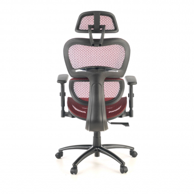 ergonomischer burostuhl rot schwarze struktur netzstoff 3d verstellbare armlehnen doppelte lordosenstutze kopfstutze 8