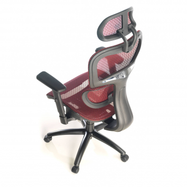 ergonomischer burostuhl rot schwarze struktur netzstoff 3d verstellbare armlehnen doppelte lordosenstutze kopfstutze 6
