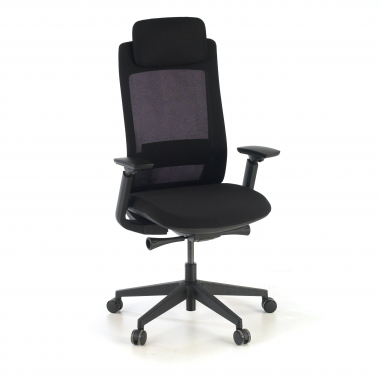 ergonomischer burostuhl schwarz schwarze struktur stoff 3d verstellbare armlehnen 1