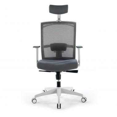 ergonomischer burostuhl weiss grau weisse struktur kopfstutze netzstoff 1d verstellbare armlehnen lordosenstutze kopfstutze 4