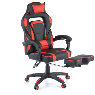 gaming stuhl rot logan kunstleder bewegliche armlehnen lumbal und nackenkissen kopfstutze ausziehbare fussstutze 6