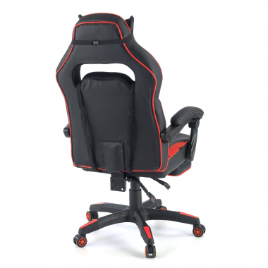 gaming stuhl rot logan kunstleder bewegliche armlehnen lumbal und nackenkissen kopfstutze ausziehbare fussstutze 5