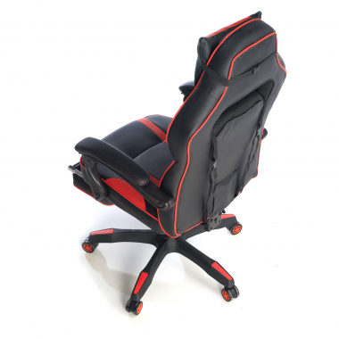 gaming stuhl rot logan kunstleder bewegliche armlehnen lumbal und nackenkissen kopfstutze ausziehbare fussstutze 8