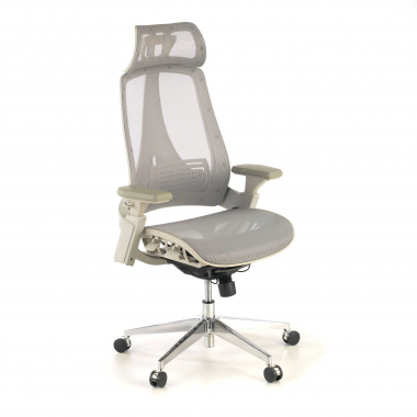 ergonomischer burostuhl weiss grau thunder netzstoff 3d verstellbare armlehnen lordosenstutze kopfstutze 1