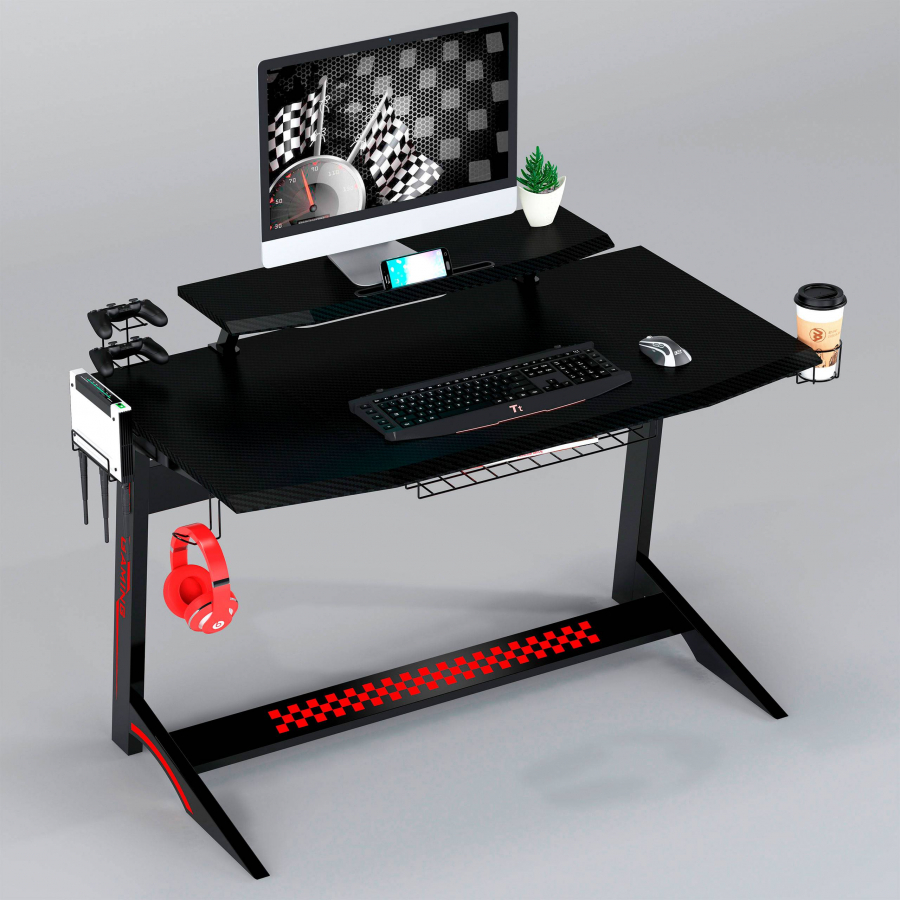 Gaming Schreibtisch XPlayer, Doppelniveau, Kohlefaser