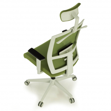 ergonomischer burostuhl weiss grun weisse struktur kopfstutze netzstoff 1d verstellbare armlehnen lordosenstutze kopfstutze 9