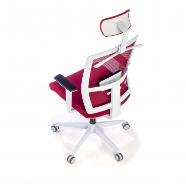 ergonomischer burostuhl weiss rot weisse struktur kopfstutze netzstoff 1d verstellbare armlehnen lordosenstutze kopfstutze 9