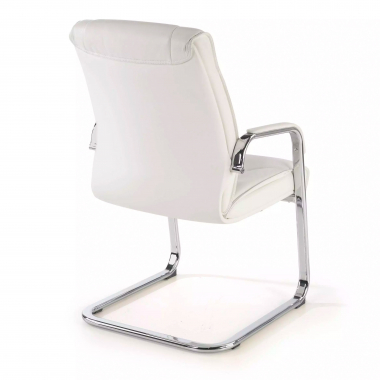 konferenzstuhl weiss freischwinger naturleder naturleder gepolsterte armlehnen 4