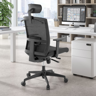 ergonomischer burostuhl schwarz schwarze struktur kopfstutze netzstoff 1d verstellbare armlehnen lordosenstutze kopfstutze 2