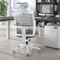 Ergonomischer Bürostuhl Akira white, mit Kopfstütze
