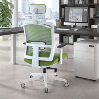 Ergonomischer Bürostuhl Akira white, mit Kopfstütze