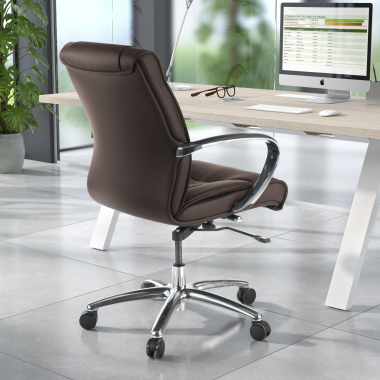 chefsessel braun niedriger rucken naturleder naturleder gepolsterte armlehnen 9