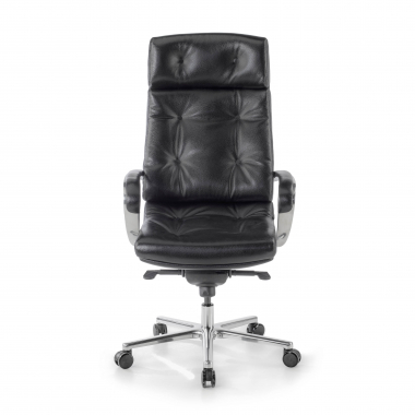 burostuhl schwarz windsor naturleder gepolsterte armlehnen 3