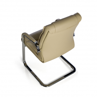 konferenzstuhl beige freischwinger naturleder naturleder gepolsterte armlehnen 8