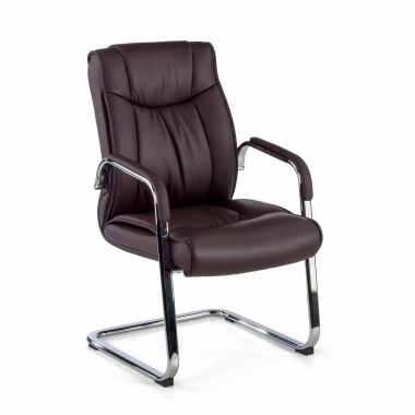 konferenzstuhl braun freischwinger naturleder naturleder gepolsterte armlehnen 1