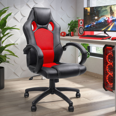 gaming stuhl rot racer kunstleder feste armlehnen 2