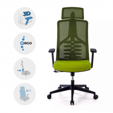 ergonomischer burostuhl grun quick netzstoff 3d verstellbare armlehnen lordosenstutze kopfstutze 3