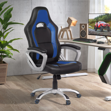 gaming stuhl blau dakar kunstleder feste armlehnen 2