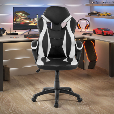 gaming stuhl weiss drift kunstleder feste armlehnen 2
