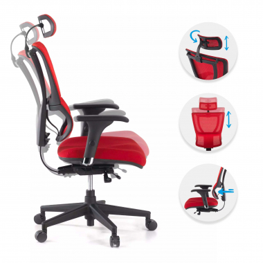 ergonomischer burostuhl rot energy netzstoff 1d verstellbare armlehnen doppelte lordosenstutze 3