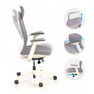 ergonomischer burostuhl weiss grau weisse struktur stoff 3d verstellbare armlehnen 3
