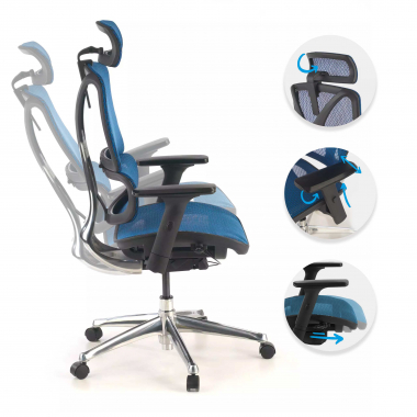 ergonomischer burostuhl blau focus netzstoff 3d verstellbare armlehnen lordosenstutze 3