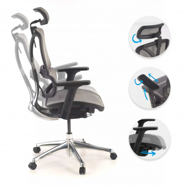 ergonomischer burostuhl grau focus netzstoff 3d verstellbare armlehnen lordosenstutze 3
