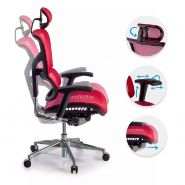 ergonomischer burostuhl rot next2 mit kopfstutze netzstoff 4d verstellbare armlehnen lordosenstutze kopfstutze 3