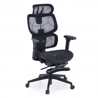 ergonomischer burostuhl schwarz every netzstoff 3d verstellbare armlehnen kopfstutze ausziehbare fussstutze 1