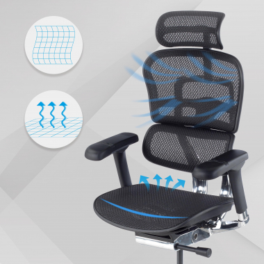 ergonomischer burostuhl schwarz schwarze struktur netz netzstoff 5d verstellbare armlehnen kopfstutze 4