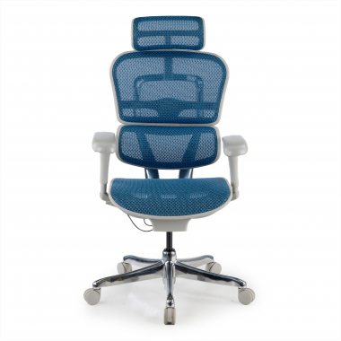 ergonomischer burostuhl weiss blau weisse struktur netz netzstoff bewegliche armlehnen kopfstutze 5