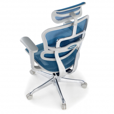 ergonomischer burostuhl weiss blau weisse struktur netz netzstoff bewegliche armlehnen kopfstutze 9