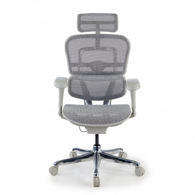 ergonomischer burostuhl weiss grau weisse struktur netz netzstoff bewegliche armlehnen kopfstutze 5