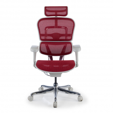 ergonomischer burostuhl weiss rot weisse struktur netz netzstoff bewegliche armlehnen kopfstutze 5