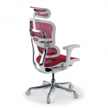 ergonomischer burostuhl weiss rot weisse struktur netz netzstoff bewegliche armlehnen kopfstutze 7