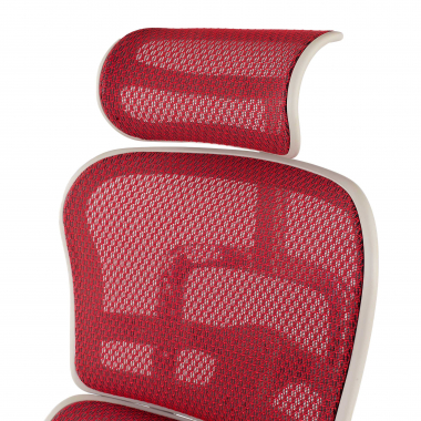 ergonomischer burostuhl weiss rot weisse struktur netz netzstoff bewegliche armlehnen kopfstutze 10