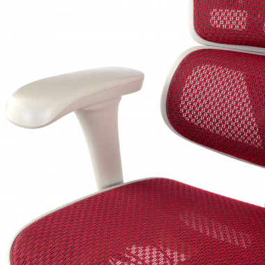ergonomischer burostuhl weiss rot weisse struktur netz netzstoff bewegliche armlehnen kopfstutze 11