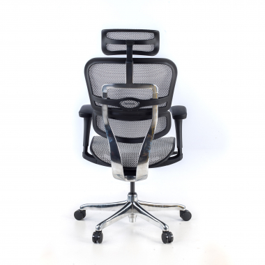 ergonomischer burostuhl grau schwarzes gestell netz netzstoff bewegliche armlehnen kopfstutze 7