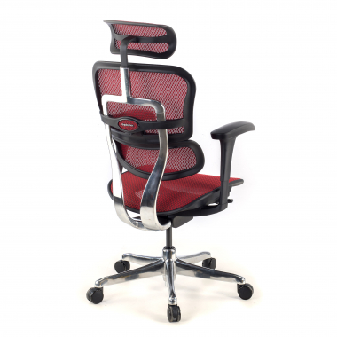 ergonomischer burostuhl rot schwarzes gestell netz netzstoff bewegliche armlehnen kopfstutze 6