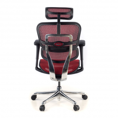 ergonomischer burostuhl rot schwarzes gestell netz netzstoff bewegliche armlehnen kopfstutze 7