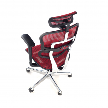 ergonomischer burostuhl rot schwarzes gestell netz netzstoff bewegliche armlehnen kopfstutze 8