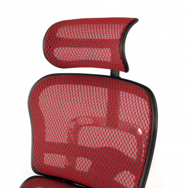 ergonomischer burostuhl rot schwarzes gestell netz netzstoff bewegliche armlehnen kopfstutze 9